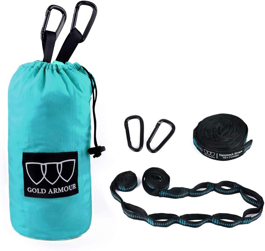 Gold Armour Camping Hammock - XL Double Hammock Portable Hammock Camping Accessories Gear for Outdoor Indoor with Tree Straps, USA Based Brand (Gray)