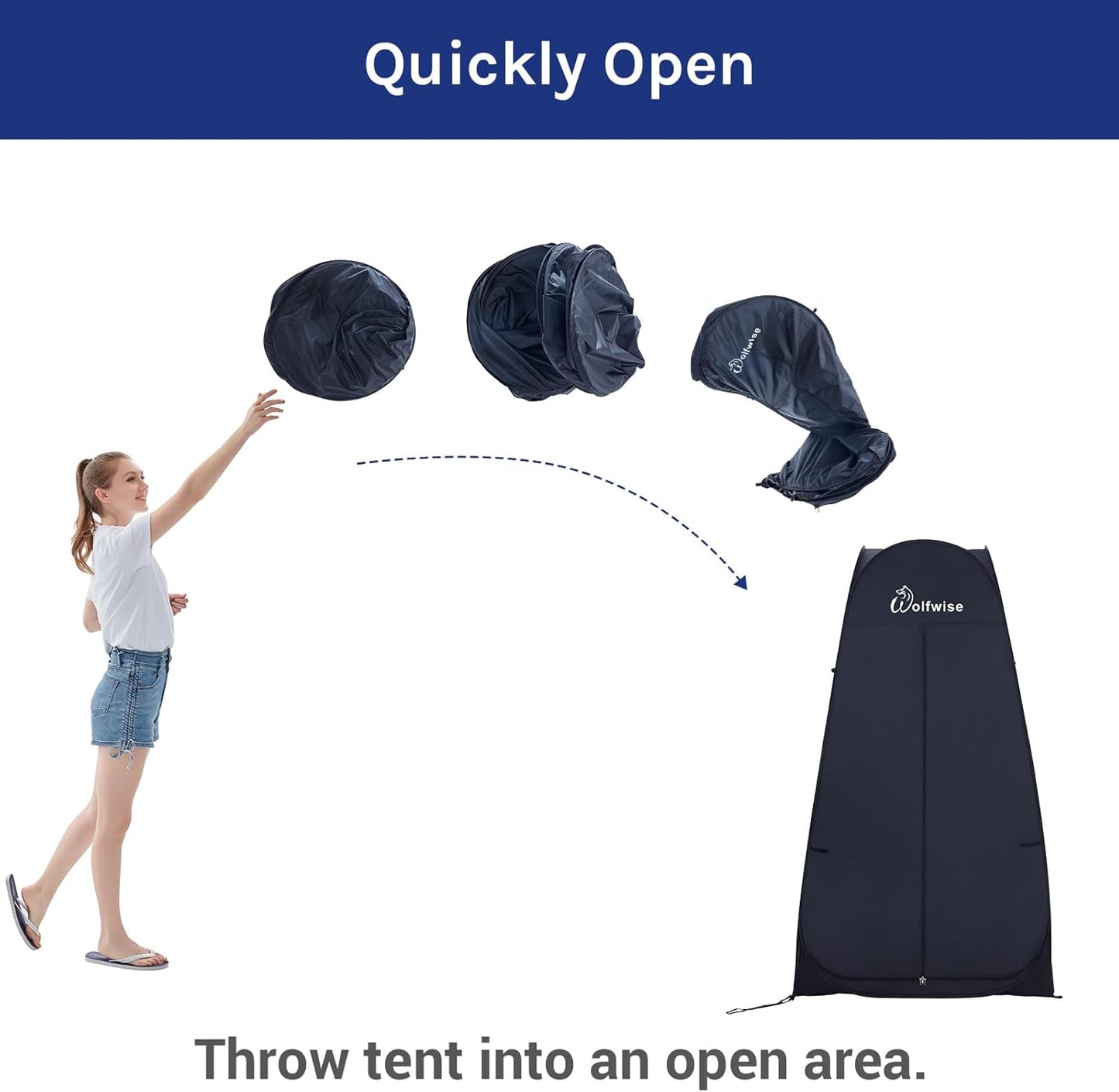 WolfWise 6.6FT Portable Pop Up Shower Privacy Tent Spacious Dressing Changing Room for Toilet Camping Biking Beach