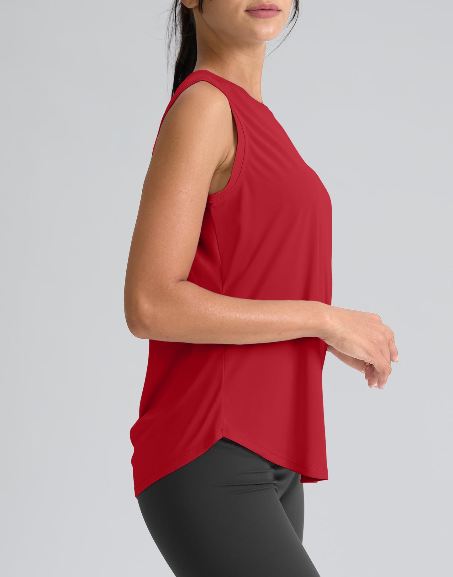 SANTINY Women's Sleeveless Workout Tops Breathable Lightweight Active Tennis Yoga Shirts Athletic Running Tank Tops for Women (Chilli Red_XXL)