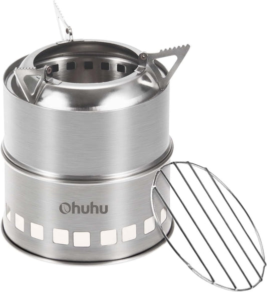 Portable Stainless Steel Camping Stove - Mini Wood Burning Grill for Hiking, BBQ & Emergency Cooking