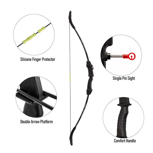 LWANO 42" Bow and Arrow Set for Kids, Archery Beginner Gift with 10 Arrows, 5 Target Face for Backyard Game (Black)