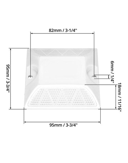 QWORK Road Reflectors, Pack of 10-4x4 Inch High-Reflectivity Driveway Reflectors Stud Markers for Pavement, Sidewalks, Freeways, Driveways