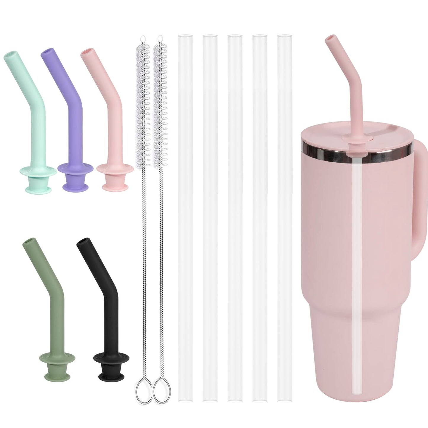 Greant 5 PCS Press in Straw for Hydroflask Tumbler, Straws for Hydro Flask Tumbler Straw Replacement 20 oz to 40 oz (5 PCS, 5 Colors, for Hydroflask Tumbler 40oz)