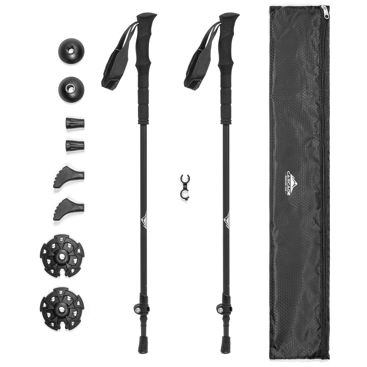 Cascade Mountain Tech Trekking Poles - Ultralight 2 Piece Carbon Fiber Walking or Hiking Sticks & Trekking Poles - Aluminum Hiking Walking Sticks