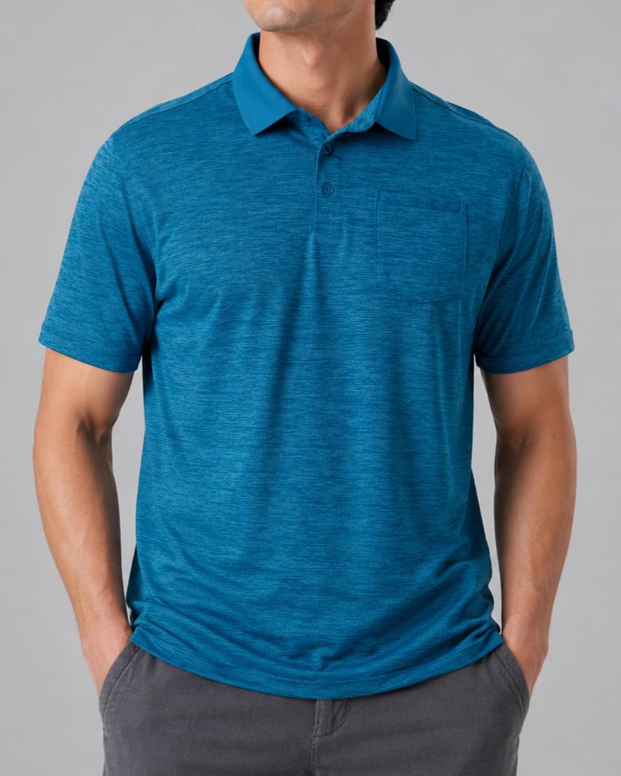 3-Pack Men's Golf Polo Shirts Short Sleeve, Dry Fit Performance Moisture Wicking Casual Print Collared T Shirts (Set 3, X-Large)