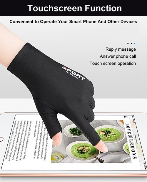 SUJAYU Fishing Gloves - Men & Women UV Protection Fingerless Gloves for Sailing, Kayaking, Paddling & Rowing - Black, Large