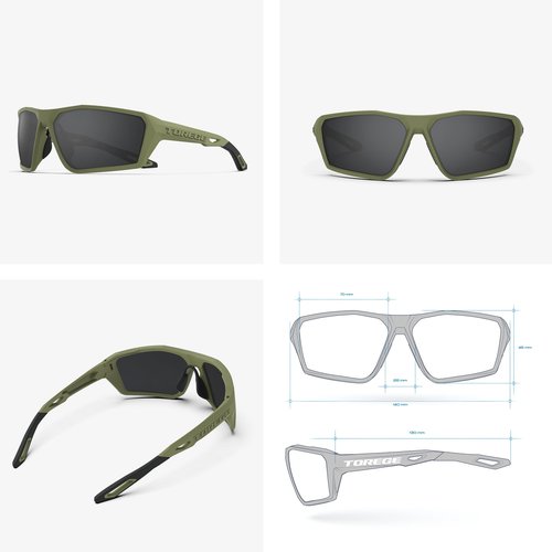 Polarized Sports Sunglasses for Men Women Fishing Running Driving Cycling Sunglasses Theseus TR36 (Matte Sand&Gray Lens)