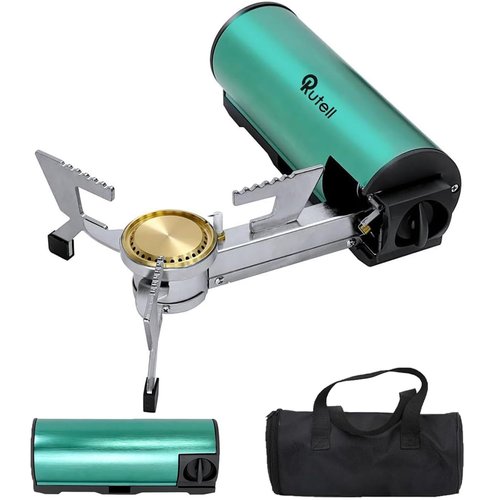 Portable Butane Camping Stove, Backpacking Stove with Case, Foldable 1 Burner Camping Stove: Automatic Ignition, Precise Heat Control - Camping & Tailgating and Outdoor Cooking
