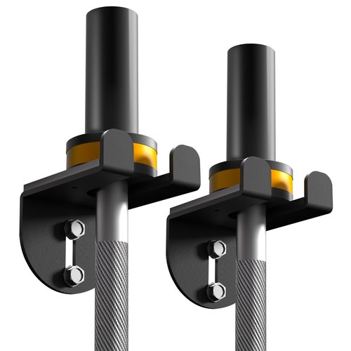 Olympic Barbell Hanger, Barbell Holder Wall Mount Black Powder Coated, Barbell Storage 1 Hook, Garage Gym Bar Wall Rack, Space Saving Commercial or Home Gym Accessory Holds Under 34mm Bar Size, 2PCS