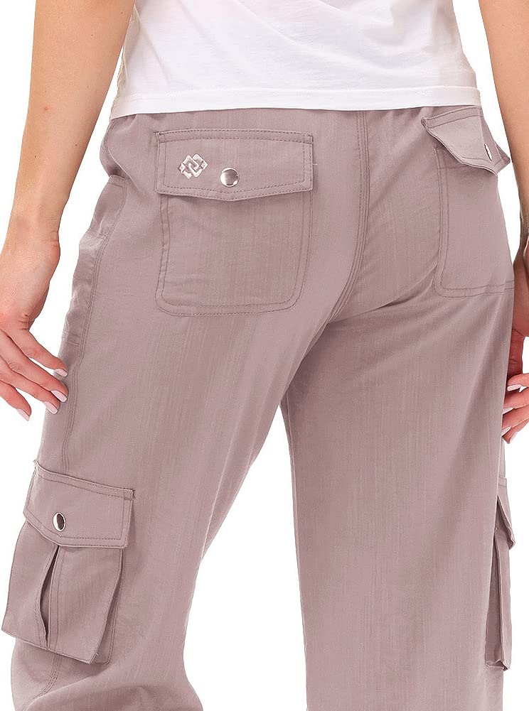 MoFiz Women's Hiking Cargo Shorts Quick Dry Lightweight Athletic Capri Pants for Camping Jogger with Pockets Pink 3XL