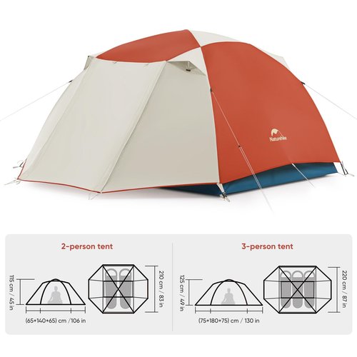 Naturehike Camping Tent, 2/3 Person Double Layer, Instant Easy Setup, Waterproof PU2000mm, 54 MPH Wind Resistance, UPF 50+, Outdoor Tent for Camping, Festivals, Backyard, Sleepovers