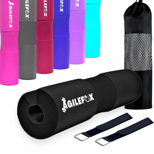AGlLEFOXX Barbell Pad - Squat Pad-Hip Thrust Foam Pad, Comfort & Safety for Strength Training and Hip Thrust- Provides Cushion to Neck and Shoulders While Training (Black)