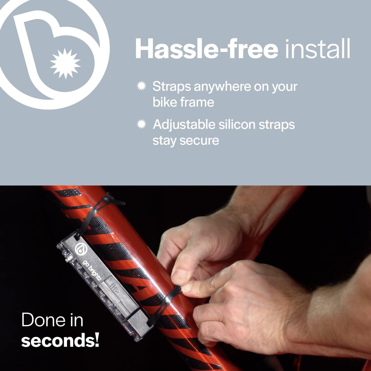 GoBrightz LED Bike Frame Light - Night Riding Underglow Light Bar with 4 Modes - Cool Bicycle Lights for Kids & Adults