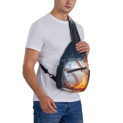 VOOHDDY Baseball Ball Cool Sling Bag For Men Women Travel Hiking Backpack Crossbody Shoulder Chest Bags Casual Daypack Sport