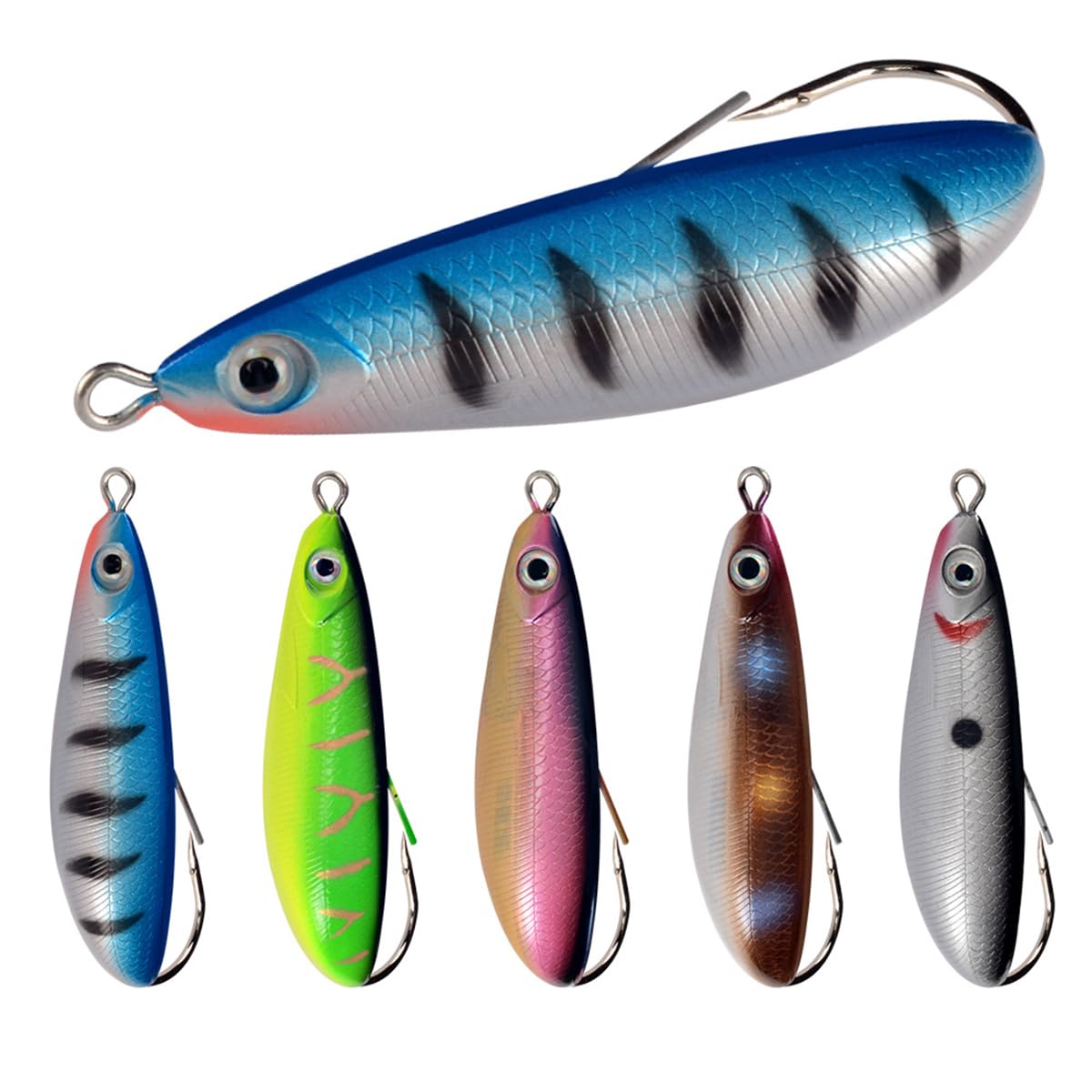 AMHDV Weedless Minnow Hard Lures Topwater Fishing Bait for Freshwater Saltwater (Pack of 5) (8g/0.28oz)