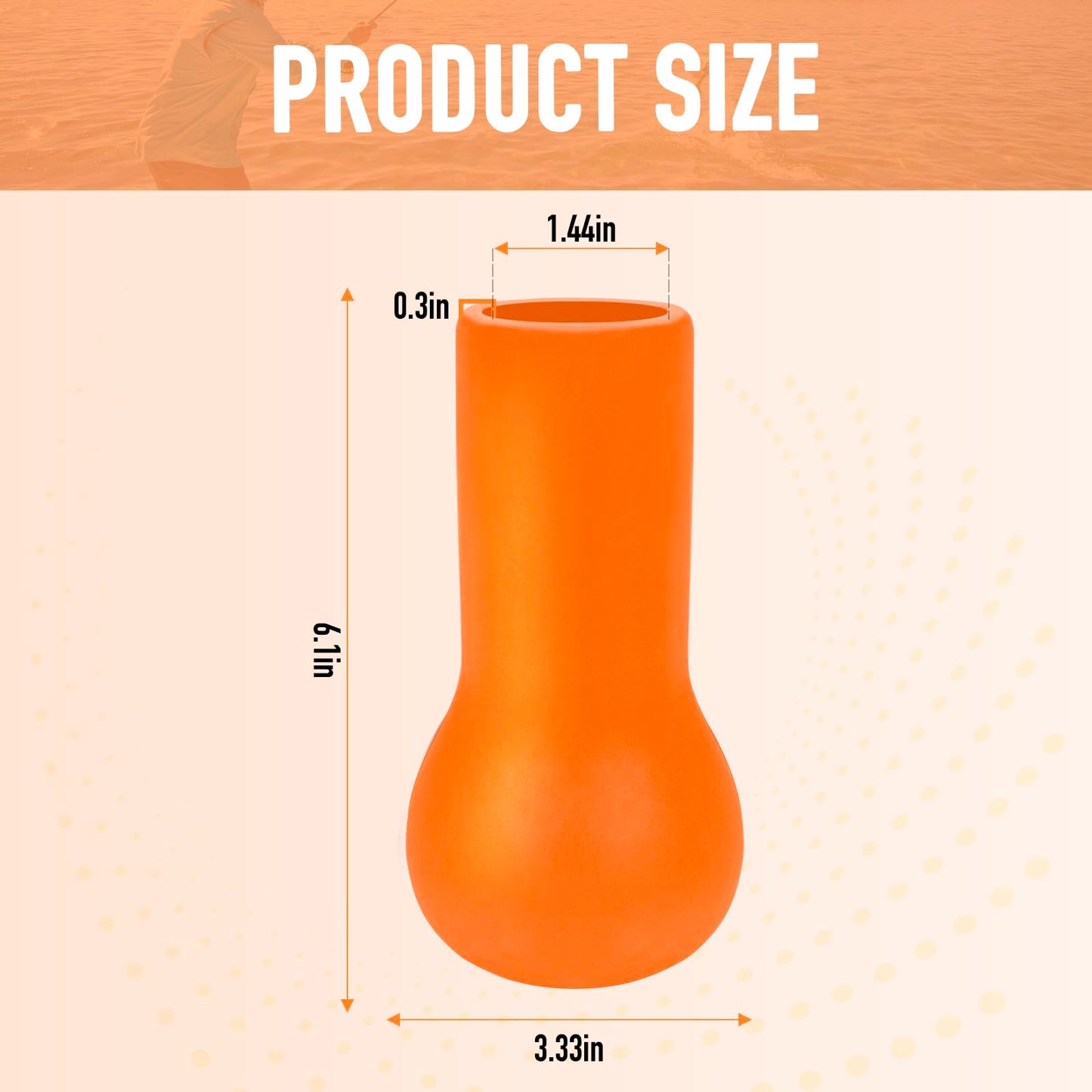 Fishing Rod Butt Cushion, Portable Belly Top Pole Bracket Fish Rod Belly Spherical Barrel, Shock Absorption EVA Foam Stand Up Fishing Pole Holder Base Support for Better Control (Orange)