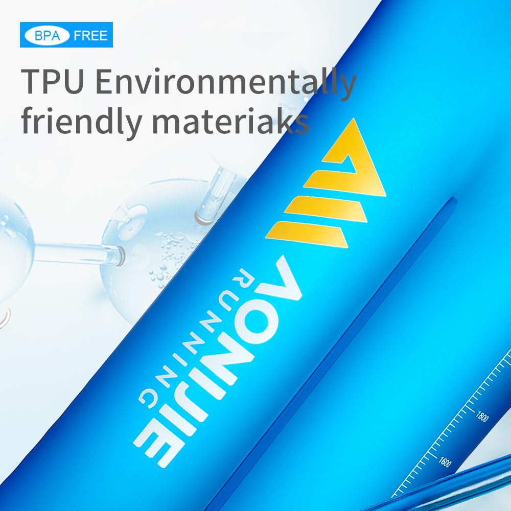 AONIJIE Foldable Hydration Bladder Water Reservoir 1.5L 2L 3L Leak Proof Easy Clean BPA Free Suitable for Bicycling Hiking Camping Hunting Running (Blue,2L)