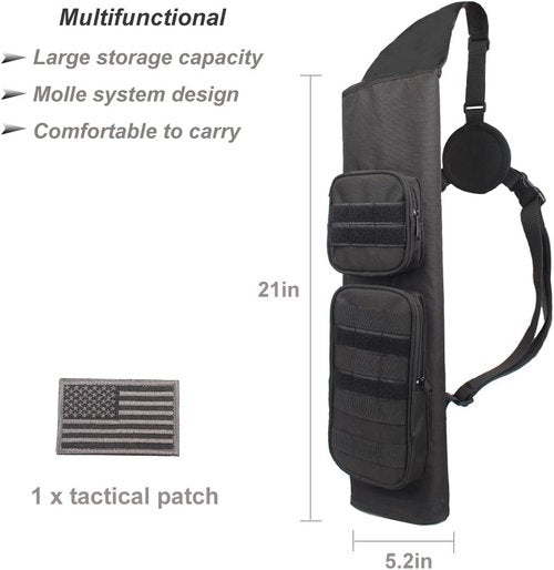 KRATARC Archery Back Arrows Quiver Bag with Molle System and Pockets for Hunting Shooting Target Practice