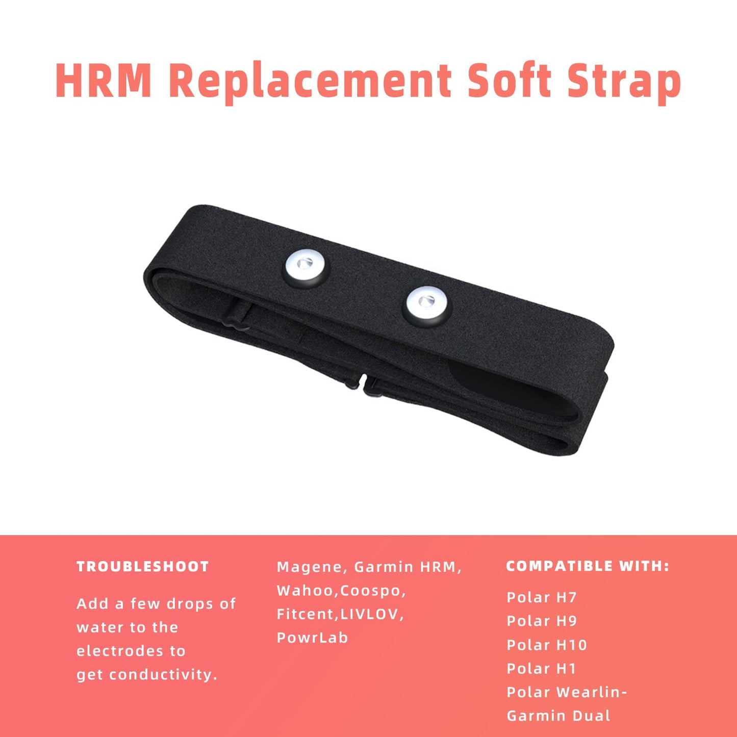 FITCENT Heart Rate Monitor Chest Replacement Strap Compatible with Polar H10 H9 H7, Adjustable Soft HR Belt Work for Polar Heart Rate Sensor