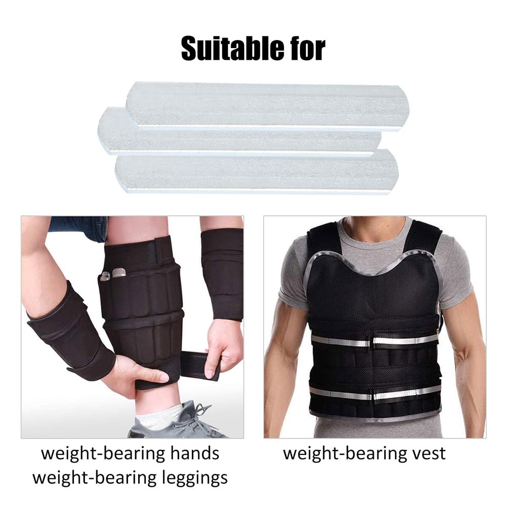 Weighted Vests Steels Plates：10 PCS Training Weight Long Steels Plate Weighted Loading Leg for Running Fitness Equipment (Silver 15X2.5X0.6CM)