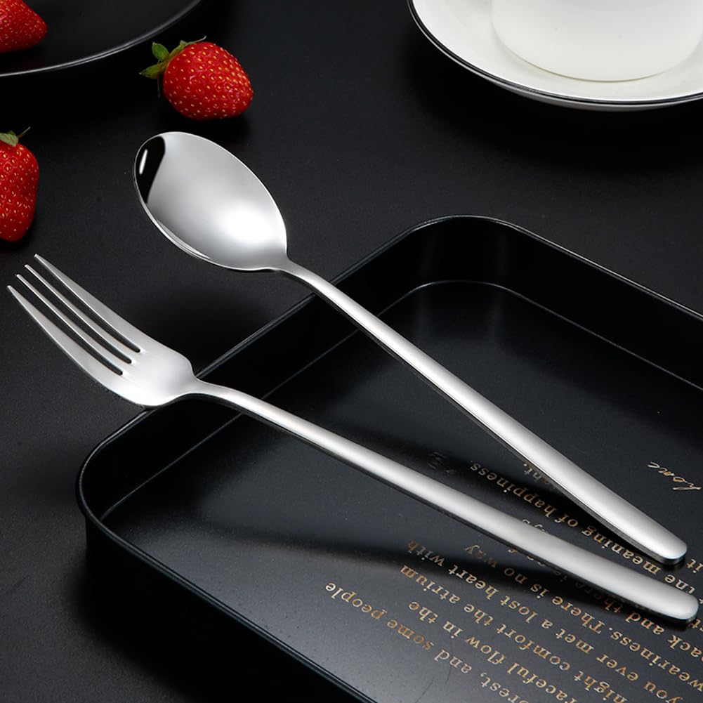 Portable Travel Utensils with Case, 18/8 Stainless Steel 5pcs Cutlery Set Portable Camp Reusable Flatware Silverware, Include Fork Spoon Chopsticks with Case