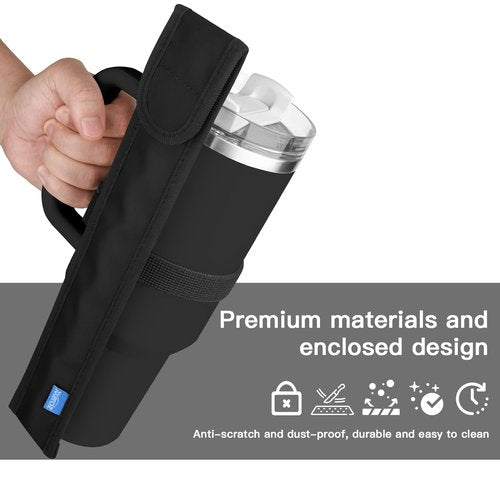 Xxerciz Straw Carrying Case for Stanley Cup Accessories, Nylon Straws Pouch Dustproof and Waterproof for Tumbler Straw, Portable and Easy to Install, Universal Straw Bag for Stanley Tumbler (Black)