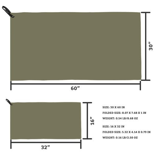 Rainleaf 2 Pack Microfiber Quick Dry Travel Towel, Super Absorbent Ultra Compact Lightweight Camping Towel for Gym, Hiking, Pool, Yoga - Army Green
