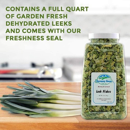 Harmony House Foods Dehydrated Leek Flakes - Air Dried Vegetables for Soup and Cooked Dishes, Great for Camping, Survival, and Backpacking