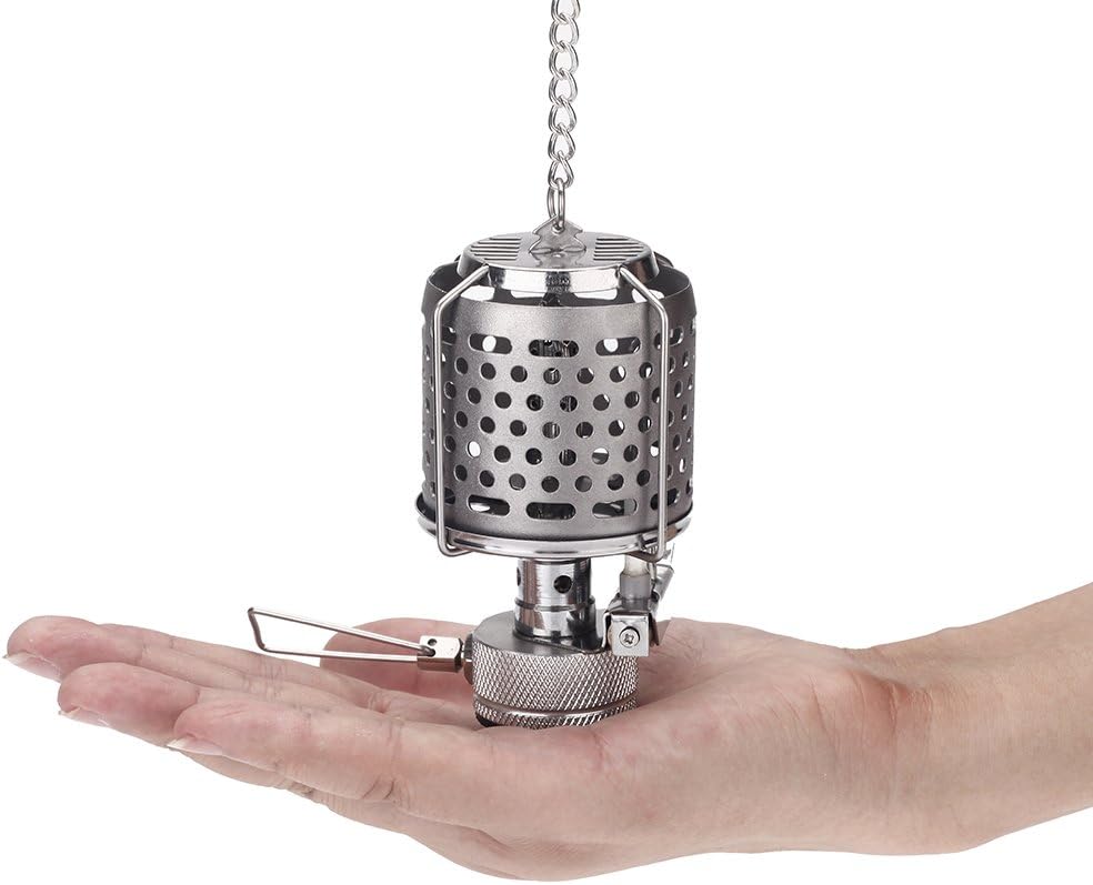 Mini Portable Camping Lantern Gas Light Tent Lamp Torch Hanging Metal Lamp-chimney Butane 80LUX