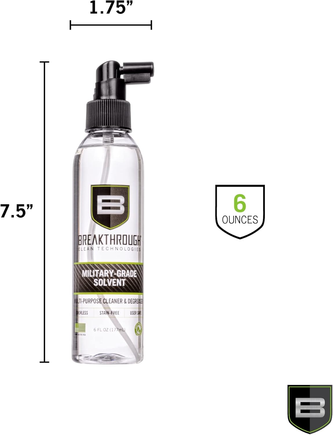 Breakthrough Clean Technologies Military-Grade Handgun and Rifle Cleaning Solvent, Grease Remover - 6oz/2oz/15ml/32oz Spray Bottle