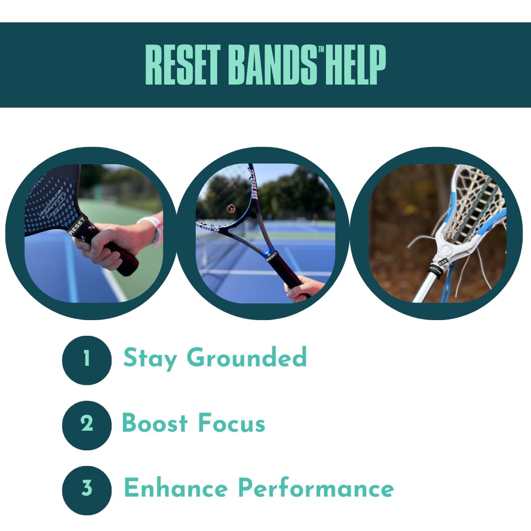 5 Pieces - BWYFA Reset Bands - Grip Bands for Pickleball Paddles, Tennis Rackets, and Hockey/Lacrosse Sticks + Video Course to Master Mental Resilience - 5 Pieces - BWYFA (Be Where Your Feet Are)