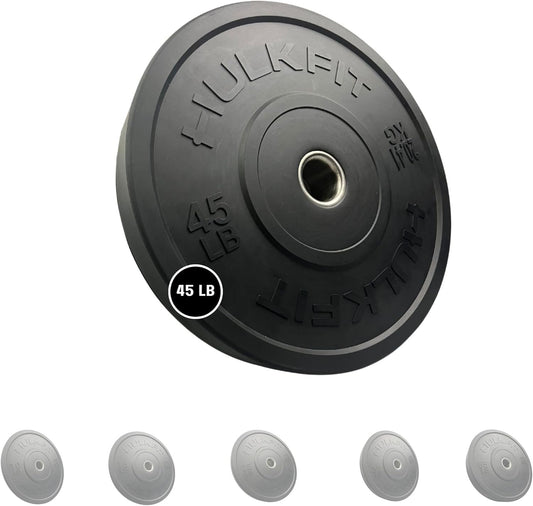 HulkFit 2-inch Sport Series Olympic Weight Plates Bumper Plates for Barbell Weightlifting Strength Training with Shock Absorbing Low Bounce Technology - Black & Multicolor