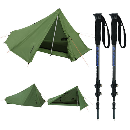 1-Person Ultralight Trekking Pole Tent & Collapsible Aluminum Hiking Poles by Underwood Aggregator