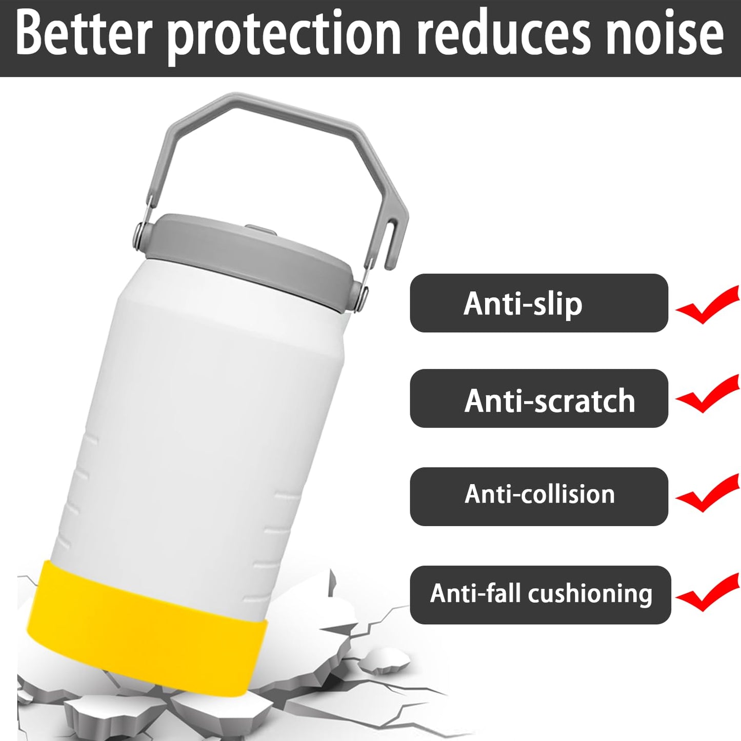 4-Piece Silicone Sleeve with Replacement Gasket for Stanley 64oz IceFlow Flip Top Tumbler, Silicone Sleeve Replacement Gasket for Stanley 64oz Water Bottle (4, Yellow Sky Blue)