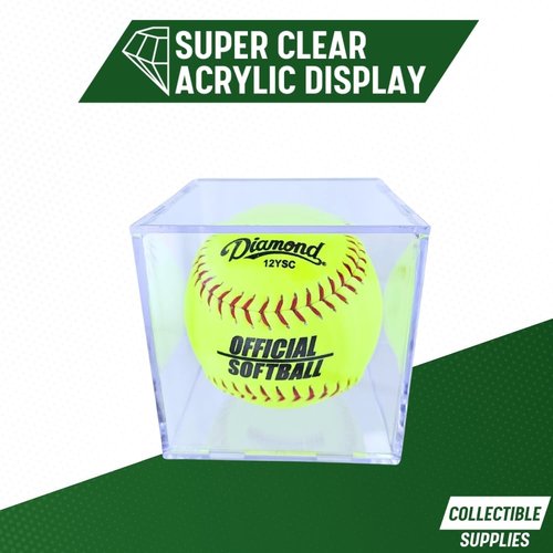Collectible Supplies Softball Display Case | Acrylic Softball Cube | Clear Viewing Display Case to Protect Your Collection | Protection & Elegant Design Cube Storage (1 Cube)