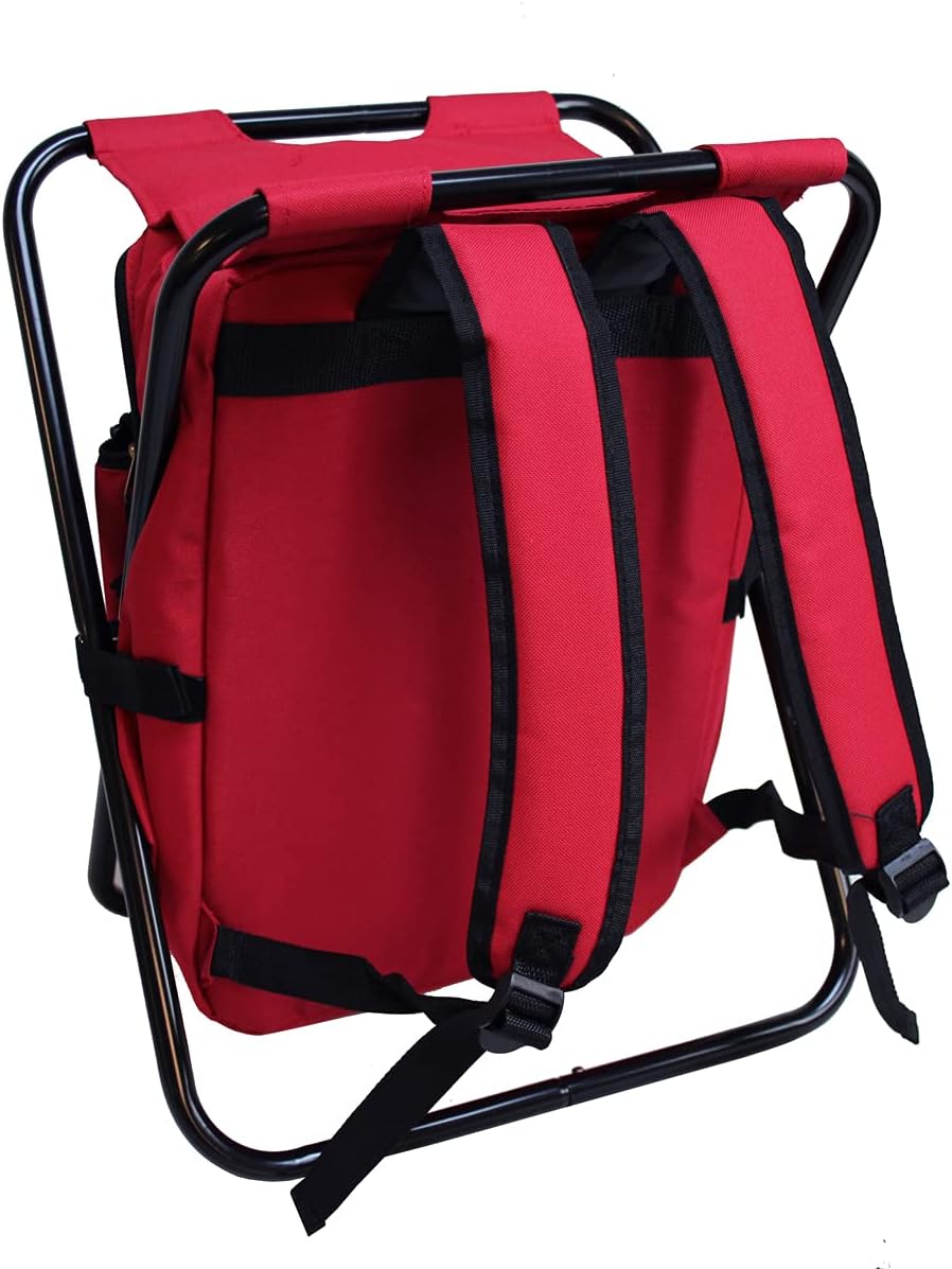 Preferred Nation Seated Cooler Backpack, 3 in 1 Portable Camping Backpack with Cooler and Folding Chair Stool, Leak Proof | Great for Fishing, Camping, Outdoor Events, Picnics or Beach