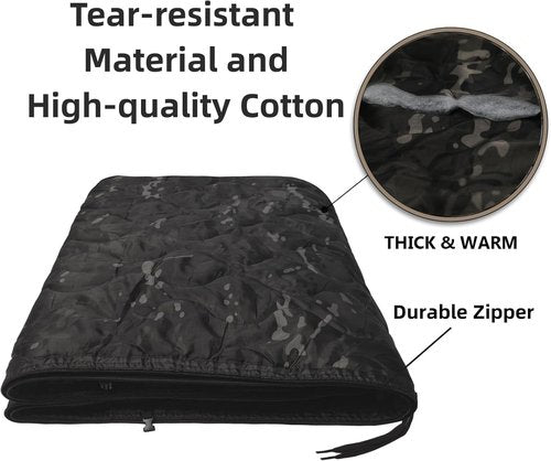 Ghileo Camo Poncho Liner, Army Blanket, Military Sleeping Bag, with A Compression Carrying Bag, for Traveling, Hiking, Camping, Outdoor Survival, Car Blanket