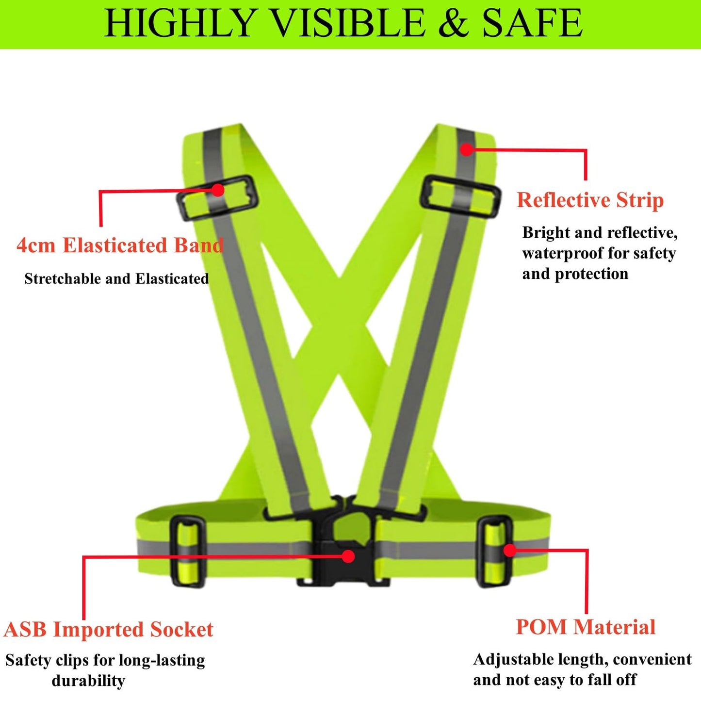 Accfore Reflective Safety Vest Set of 6,High Visibility Vest Adjustable Straps,Safety Reflective Gears for Walking,Running,Outdoor Jogging,Cycling,Workers(Blue)