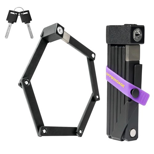 OFFBONDAGE Folding Bike Lock with Mounting Bracket Bicycle Locks Anti Theft with 360° Rotating Lock Head Waterproof and Scratch Resistant Foldable Bike Chain Lock