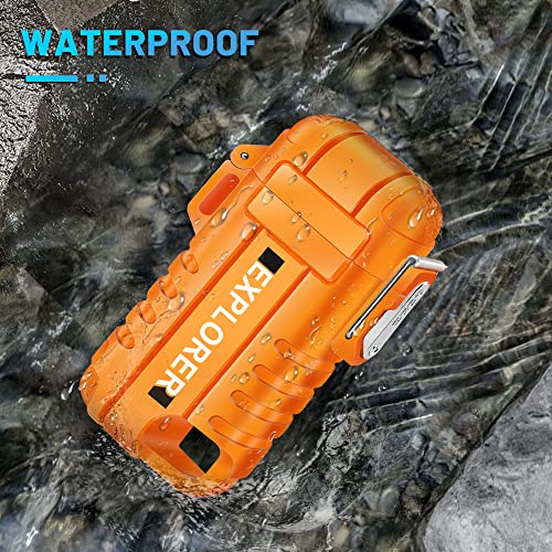 USB C Rechargeable Lighter with Flexible 360° Neck Waterproof Windproof F37-or
