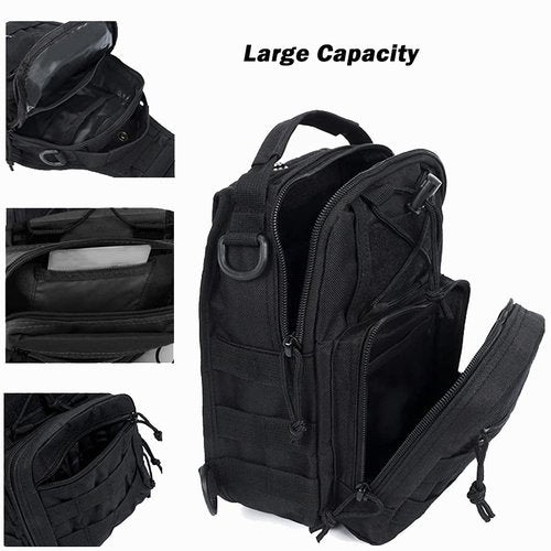 NuCamper Tactical Sling Bag Pack Military Rover Shoulder Backpack Molle Assault Range Bags Men's Chest Pack for Hiking,Travel (Black)