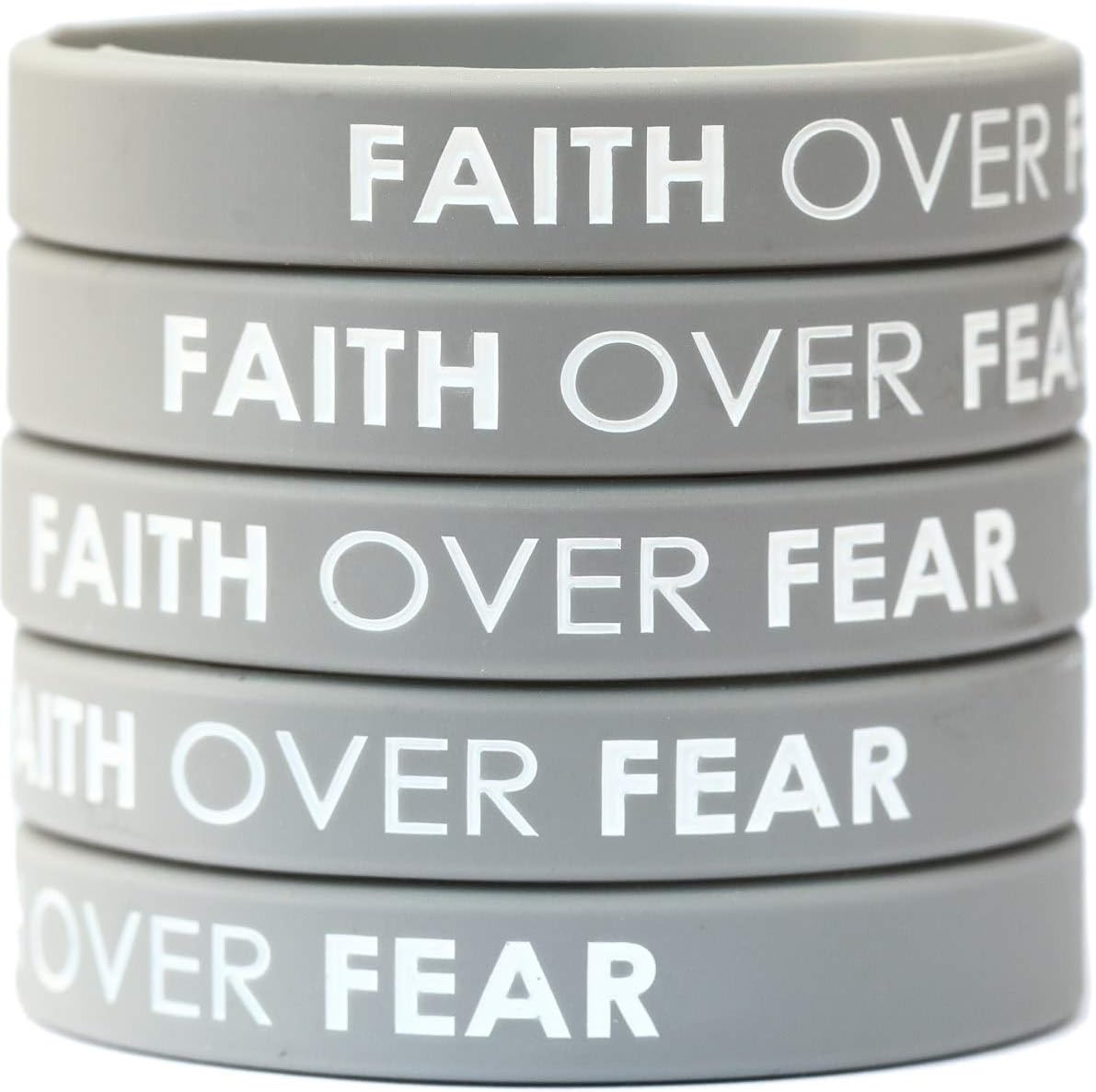 5 Faith Over Fear Inspirational Silicone Wristband Bracelets