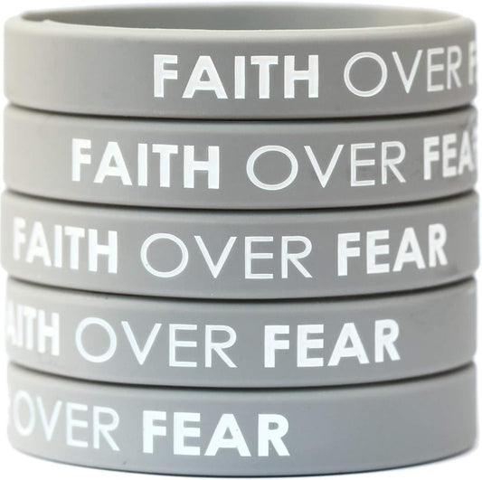 5 Faith Over Fear Inspirational Silicone Wristband Bracelets