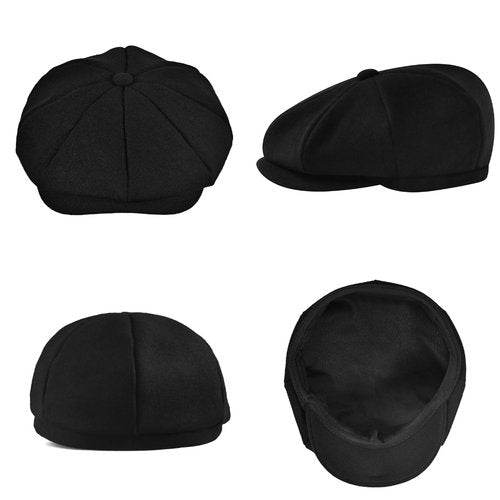 KUJUHA Wool Newsboy Cap for Men Flat Irish Cabbie Ivy Gatsby Newsboy Driving Hat Hunting Cap