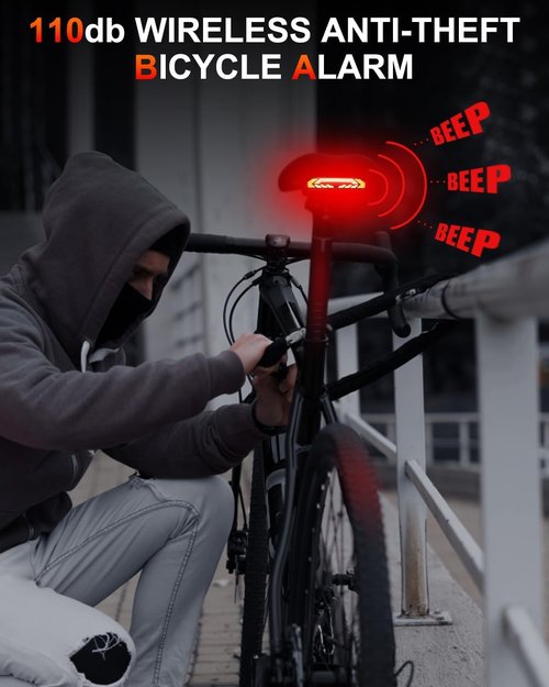 ONVIAN Colorful Bike Tail Light with Turn Signals, USB Rechargeable Bike Brake Light with Wireless Remote, 15 Light Modes 7 Colors Waterproof Cycling Safety Light for Adults Kids Road Mountain (SF31)