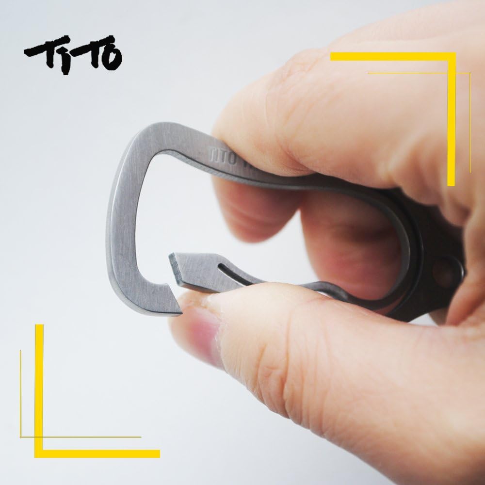 TiTo Titanium Gr5 Carabiner Key Ring Buckle Quickdraw Hook Key Chain Camping Hiking Backpack EDC Tool (colorful)