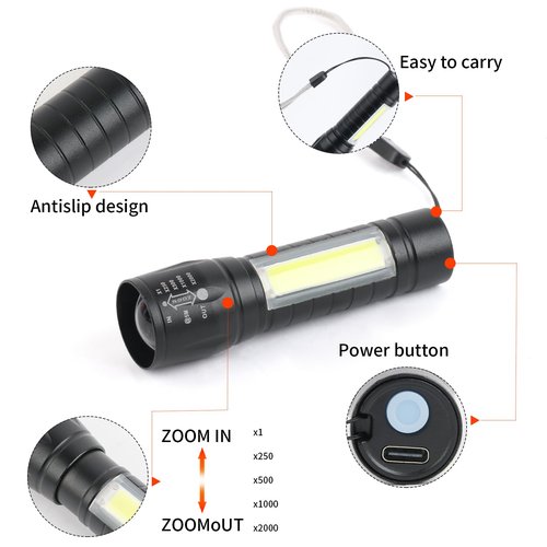 Hilngav 5 Pack Mini Small Pocket LED Flashlight USB-C Rechargeable High Lumens Bright Powerful EDC Flash Lights - Aluminum Handheld Flashlight Bulk for, Portable Camping Christmas Gifts