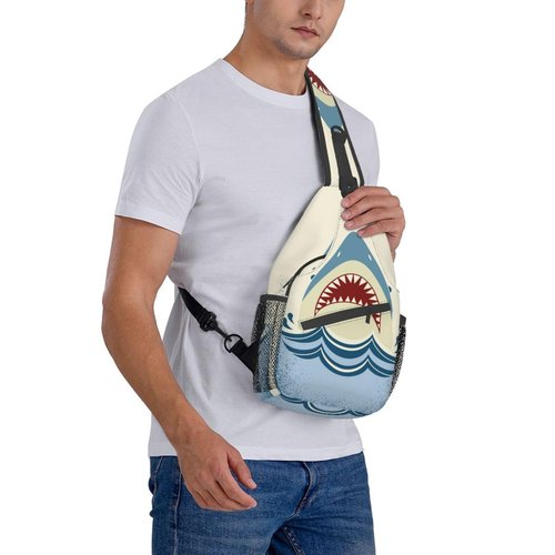 Shark Sling Backpack Chest Bag Crossbody Shoulder Bag Gym Cycling Travel Hiking Daypack For Men Women