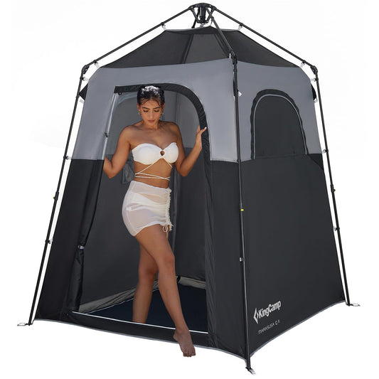 KingCamp Instant Shower Tent, Portable Superior Stable Privacy Shelter, Large Room Outdoor Toilet Tent with Floor for Beach, Camping & Hiking, Setup in Under 60s