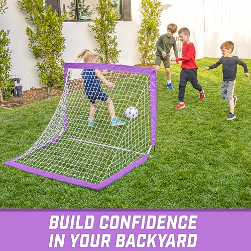 GoSports Portable Soccer Goals for Kids - 4 ft x 3 ft, Purple - Pop Up Youth Nets for Backyard & Practice